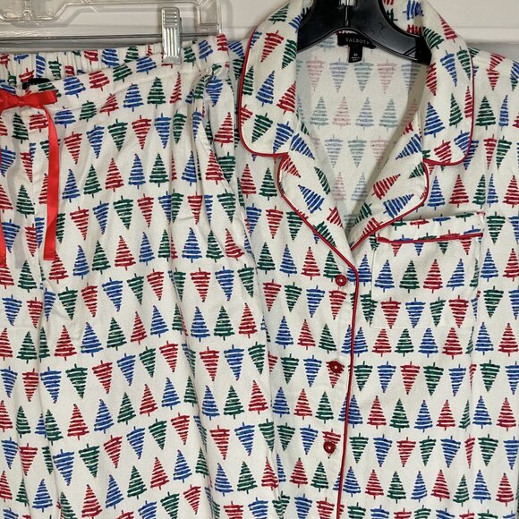 NWOT Talbots Festive Tree Long Sleeve Cotton Flannel Pajama Set Size XS Holiday - Picture 9 of 16